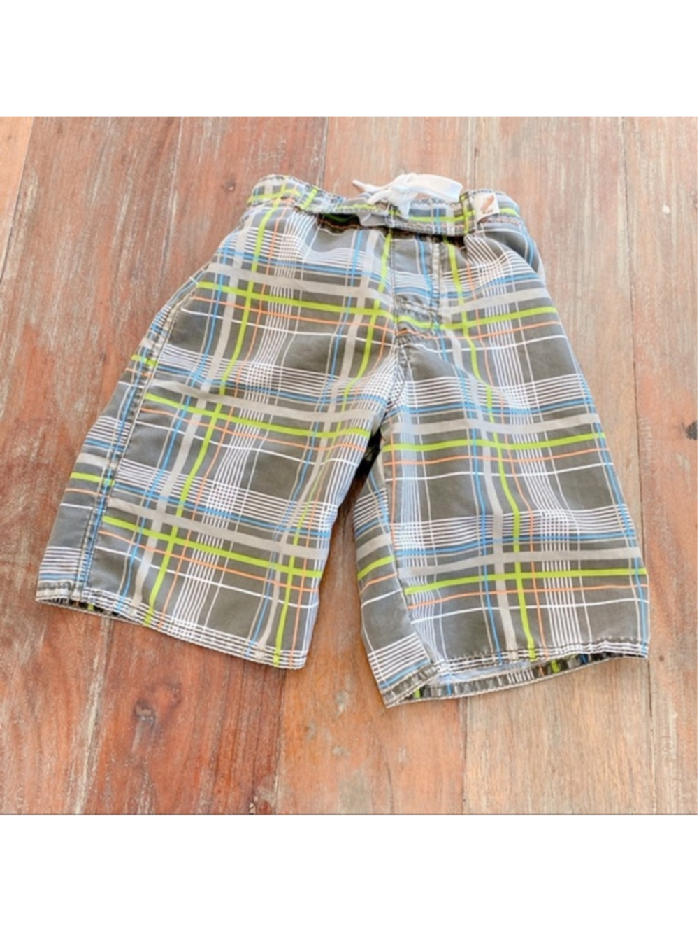Charlie Rocket Charcoal Plaid Swim Trunks Size 4